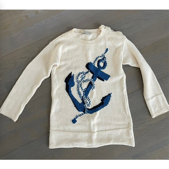Stella Mccartney Anchor Intarsia Cream Sweater, Size 38 - Picture 1 of 4